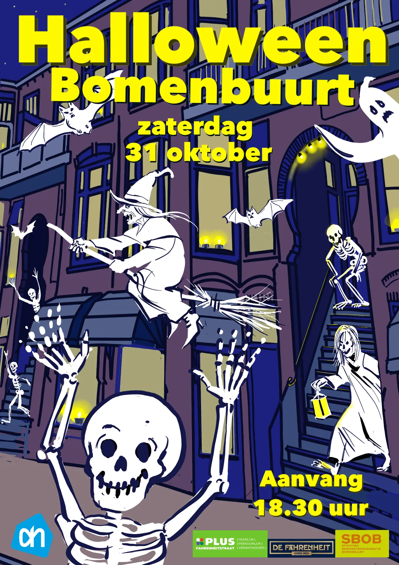 Voorkant van de Halloweenposter van de Bomenbuurt